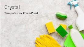  Presentation with chemicals - Audience pleasing slide deck consisting of cleaning-products-household-chemicals-spray backdrop and a white colored foreground