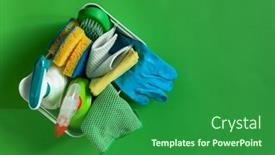  Presentation with household chemicals - PPT layouts featuring cleaning-products-household-chemicals-spray background and a  colored foreground