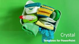  Presentation with household products - Presentation design with cleaning-products-household-chemicals-spray background and a  colored foreground