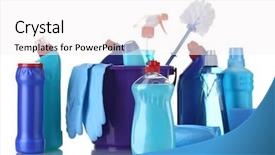  Presentation with product - PPT layouts consisting of cleaning products isolated on white background and a white colored foreground