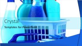  Presentation with cleaning - Slide set enhanced with cleaning-products-isolated-on-white background and a  colored foreground