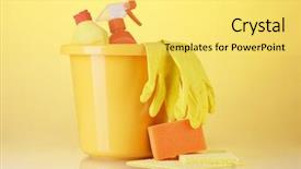  Presentation with bathroom - Presentation featuring cleaning products on bright background background and a  colored foreground