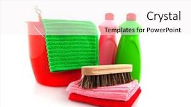  Presentation with soap - Amazing slides having cleaning products with bottles soap an red bucket backdrop and a sky blue colored foreground