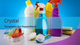  Presentation with chemical - PPT theme having cleaning products background and a  colored foreground