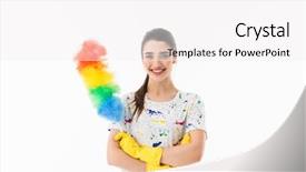  Presentation with room cleaning - Cool new presentation theme with cleaning room isolated over white backdrop and a white colored foreground