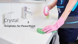  Presentation with cleaning service - PPT layouts enhanced with cleaning-service-wiping-bathroom-wash background and a light gray colored foreground