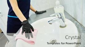  Presentation with cleaning service - Amazing presentation design having cleaning-service-wiping-bathroom-wash backdrop and a light gray colored foreground