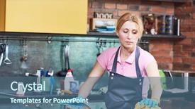  Presentation with cleaning service - Audience pleasing PPT layouts consisting of cleaning service woman clean cooker backdrop and a  colored foreground