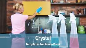  Presentation with cleaning service - Presentation theme with cleaning service woman clean kitchen background and a  colored foreground