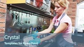  Presentation with cleaning service - Cool new theme with cleaning service woman washing dishes backdrop and a  colored foreground
