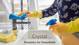  Presentation with coronavirus - Presentation theme with cleaning-sink-and-faucet background and a soft green colored foreground