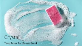  Presentation with foam - Audience pleasing slide set consisting of cleaning-sponge-and-a-soapy backdrop and a light blue colored foreground