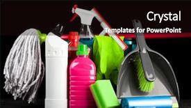  Presentation with black pediatrics evaluation - Amazing PPT theme having cleaning supplies on black background backdrop and a  colored foreground