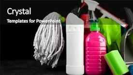  Presentation with cleaning - Colorful presentation design enhanced with cleaning supplies on black background backdrop and a  colored foreground