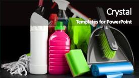  Presentation with black fathers - Slide deck enhanced with cleaning supplies on black background background and a  colored foreground