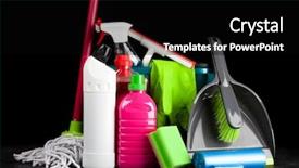 Presentation with cleaning - Audience pleasing presentation design consisting of cleaning supplies on black background backdrop and a black colored foreground