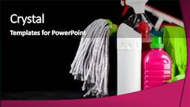  Presentation with cleaning - Audience pleasing slide deck consisting of cleaning supplies on black background backdrop and a black colored foreground