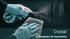  Presentation with medical prevention - Colorful slide set enhanced with cleaning-surfaces-as-coronavirus-infection backdrop and a ocean colored foreground