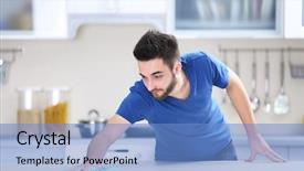  Presentation with cleaning - PPT layouts consisting of cleaning table in the kitchen background and a teal colored foreground