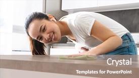  Presentation with asian - Beautiful slide deck featuring ragged - portrait of beautiful asian girl backdrop and a coral colored foreground