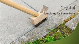  Presentation with weeds - Presentation design with cleaning-terrace-cracks-with-metal background and a light gray colored foreground