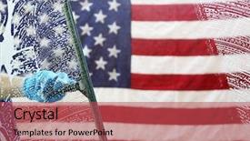  Presentation with american history old flag - PPT theme with cleaning window washing american flag background and a red colored foreground