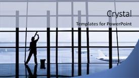  Presentation with cleaning services - PPT layouts enhanced with cleaning windows at the airport background and a light blue colored foreground