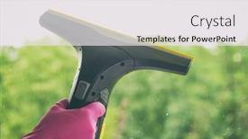  Presentation with vacuum cleaner robot - Theme with cleaning-windows-with-portable-professional background and a white colored foreground