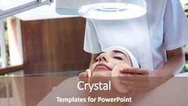  Presentation with face wash woman washing up - Presentation theme with cleaning woman face with cotton background and a violet colored foreground