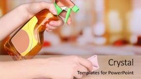  Presentation with furniture - Colorful PPT theme enhanced with cleaning wooden table with furniture backdrop and a lemonade colored foreground