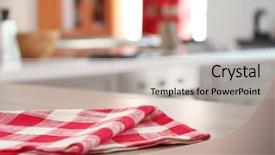 Presentation with cleanliness - Colorful PPT theme enhanced with cleanliness - clean kitchen towel on table backdrop and a mint green colored foreground