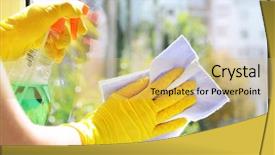  Presentation with cleanliness - Theme featuring cleanliness - cleaning windows with special rag background and a yellow colored foreground