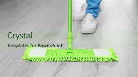  Presentation with floor - Presentation design featuring cleanliness - close up view of woman background and a mint green colored foreground