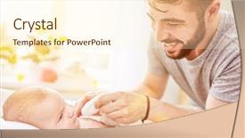  Presentation with cleanliness - Slide set enhanced with cleanliness - father bathes baby in baby background and a cream colored foreground