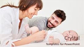  Presentation with baby diapers - Amazing PPT theme having cleanliness - mother and father together change backdrop and a lemonade colored foreground