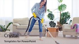  Presentation with wide - Colorful slide set enhanced with cleanliness - wide shot of slim woman backdrop and a mint green colored foreground