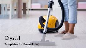  Presentation with cleaning - Colorful slide deck enhanced with cleanliness - woman doing cleaning at home backdrop and a light gray colored foreground