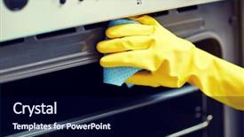  Presentation with workplace housekeeping - Audience pleasing theme consisting of cleanliness workplace - people housework and housekeeping concept backdrop and a navy blue colored foreground