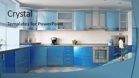  Presentation with kitchen design - PPT layouts featuring cleanroom design - blue kitchen background and a light blue colored foreground