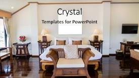  Presentation with hotel - PPT layouts consisting of cleanroom design - interior of modern comfortable hotel background and a soft green colored foreground