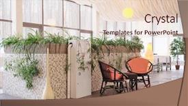  Presentation with room interior design - Presentation design enhanced with cleanroom design - interior of spa salon waiting background and a lemonade colored foreground