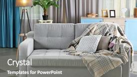  Presentation with gray - Cool new slide set with cleanroom design - interior with gray sofa backdrop and a gray colored foreground