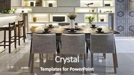 Presentation with room interior design - Beautiful PPT layouts featuring cleanroom design - luxury dinning room interior backdrop and a gray colored foreground