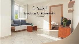  Presentation with living room - PPT theme enhanced with cleanroom design - modern and bright living room background and a soft green colored foreground