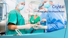  Presentation with emergency situation - Audience pleasing theme consisting of cleanroom operation theater - hospital - surgery team backdrop and a  colored foreground