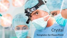  Presentation with emergency situation - Presentation design consisting of cleanroom operation theater - hospital - surgery team background and a  colored foreground