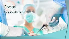  Presentation with emergency situation - Audience pleasing theme consisting of cleanroom operation theater - hospital - surgery team backdrop and a  colored foreground