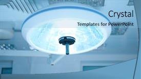  Presentation with operating room - PPT layouts enhanced with cleanroom operation theater - surgical lamp in modern operating background and a light blue colored foreground