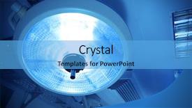  Presentation with operating room - Beautiful PPT theme featuring cleanroom operation theater - surgical lamp in modern operating backdrop and a light blue colored foreground