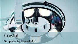  Presentation with operating room - Amazing PPT theme having cleanroom operation theater - surgical lamp in operating room backdrop and a  colored foreground